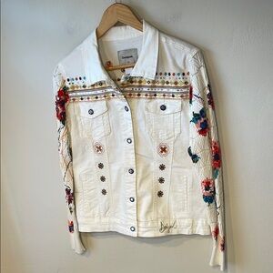 Desigual Rare Knit sleeve denim jacket